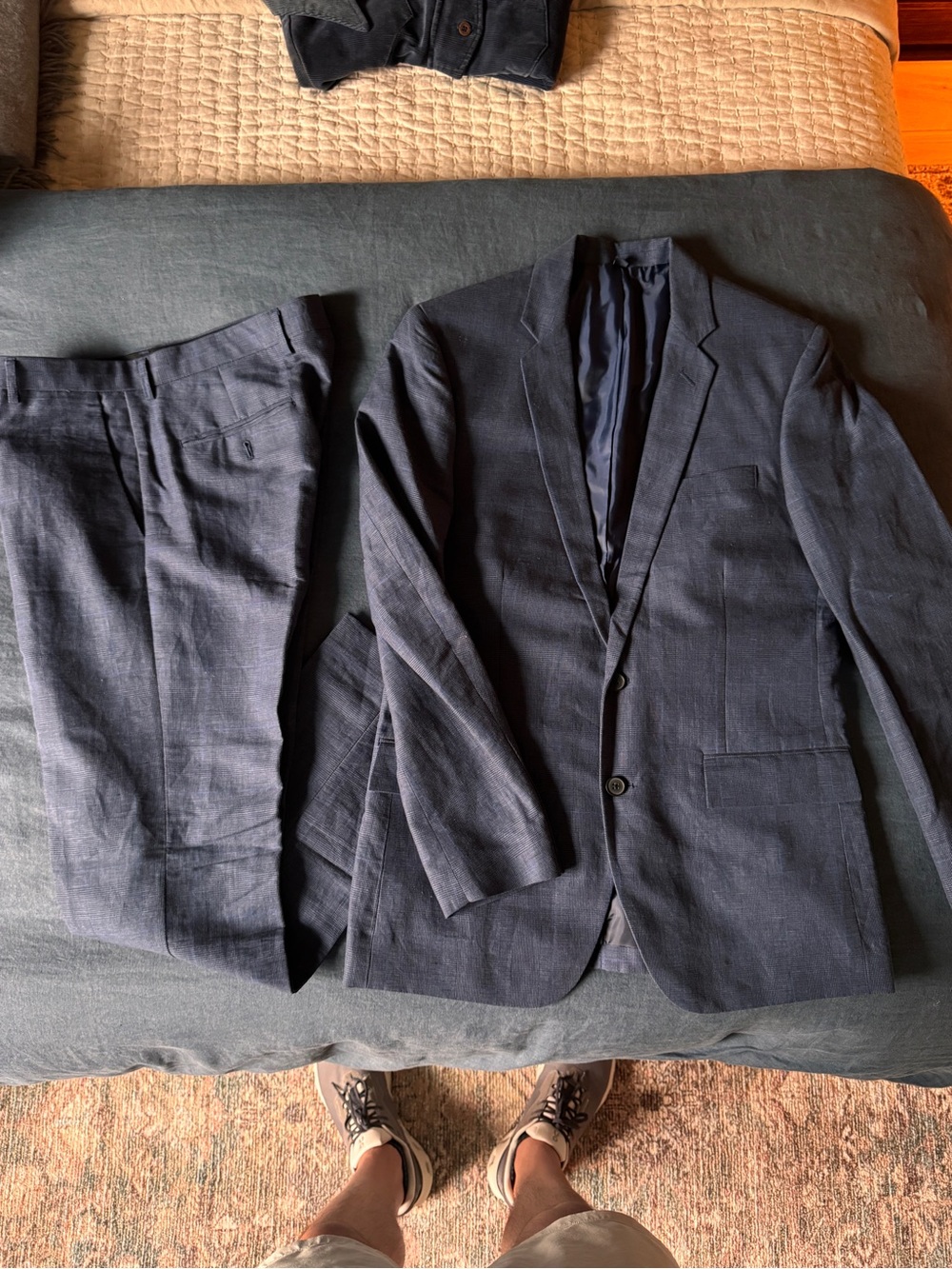 J. Crew Navy Striped Suit Jacket & Pants (38R 31x32)